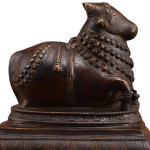 Vintage Brass Nandi Sculpture | 6" x 6.5" x 4.5" | 1.66 kg | Antique Finish | Traditional Hindu Temple Bull Art | Compact Sacred Decor | Jaipurio